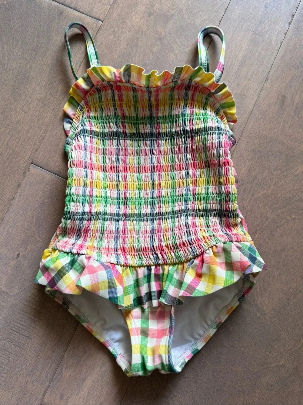 Mini Boden Girls’ Multicolor Plaid One Piece Swimsuit